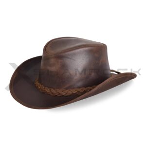 Prairie Storm - Vintage Style Shapeable Leather Cowboy Hat Worn as Outback Hat - for Men & Women
