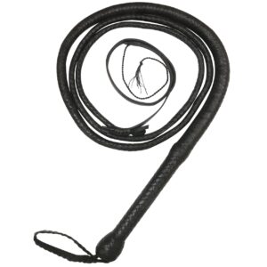 Midnight Stealth Black - Heavy Duty Handcrafted Leather Bullwhip with Integrated Wrist Loop