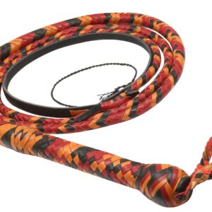 Red & Black Custom Braided Leather Bullwhip - Heavy Duty Performance Whip